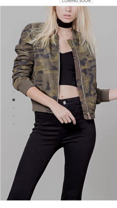 Kurtka bomber stradivarius zielona moro XS S M nowa okazja