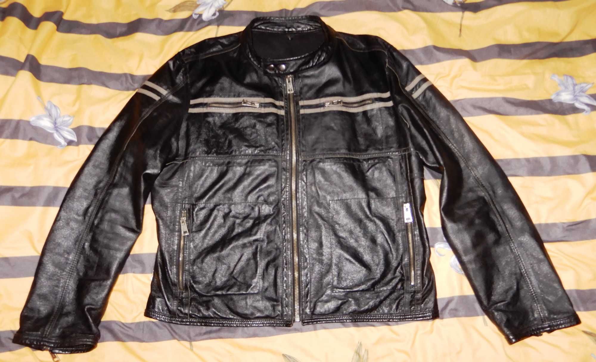 SUPER Kurtka skórzana biker motor metal punk XL