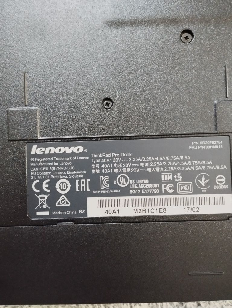 Stacja dokująca Lenovo ThinkPad + ładowarka