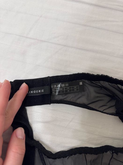 Zhilyova пояс для панчох чорний, black garter belt, xs
