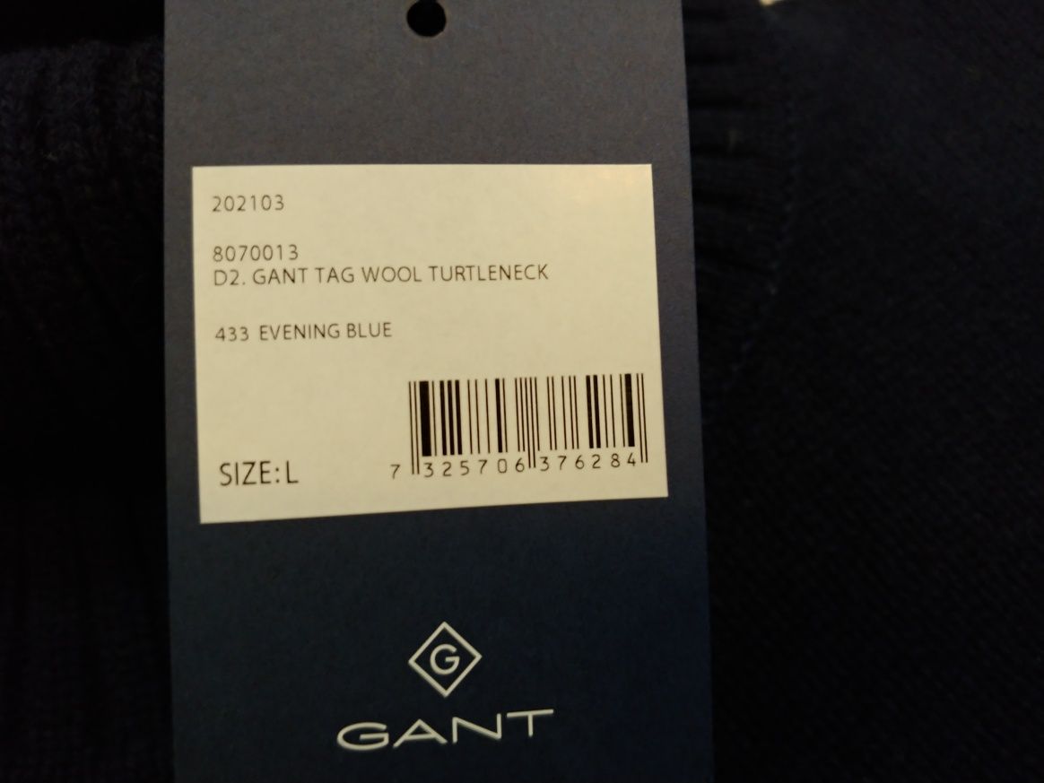 Sweter golf firmy Gant. 100% wełna. Rozmiar L