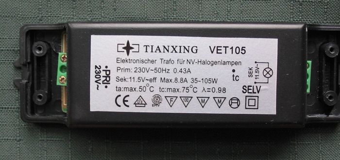 Halogen 20W12V trzonek GU5.3+Gniazdo GU5.3+Transformator 230V na 11,5V