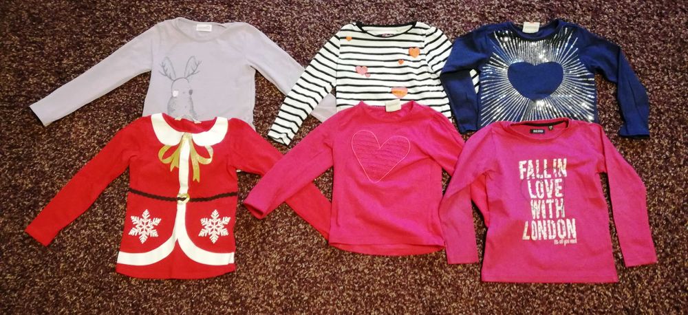 Bluzki dziewczęce - zestaw 8szt. - rozmiar 110