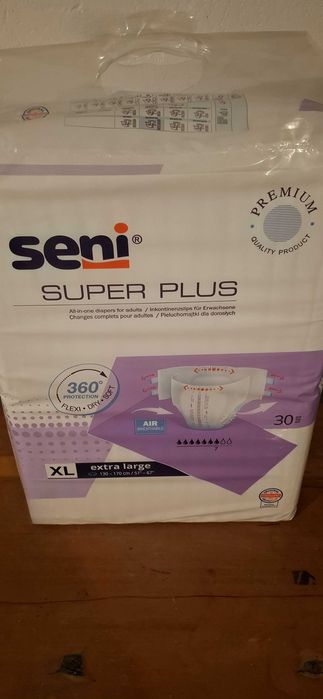 Seni SUPER Plus XL 30 sztuk oraz Pieluchy anatomiczne iD form