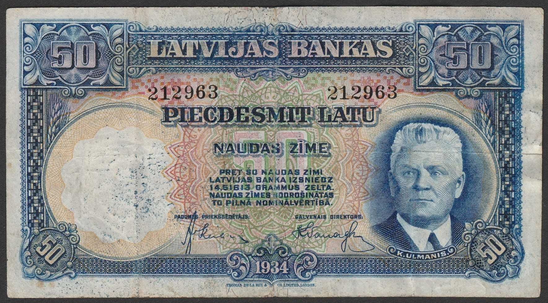 Łotwa 50 latu 1934 - Karlis Ulmanis
