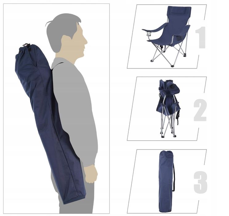 Songmics Składane Krzesło Kempingowe Ciemnoniebieskie Gcb09In