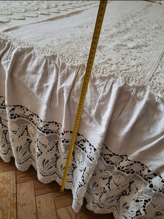 Colcha e fronhas Vintage em Linho para cama de casal