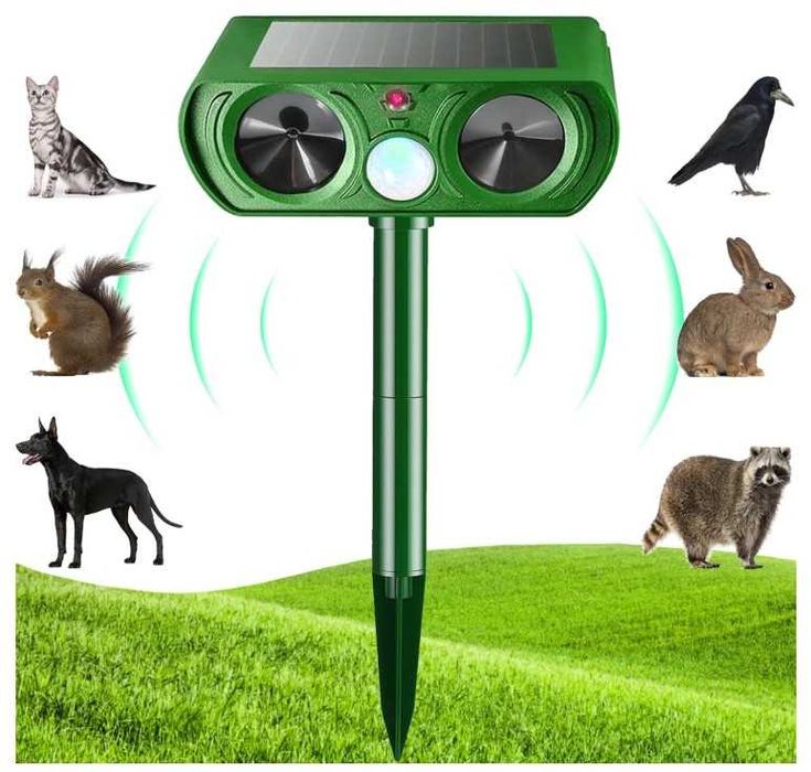 Ultradźwiękowy, solarny odstraszacz zwierząt, czujnik ruchu Quunoot