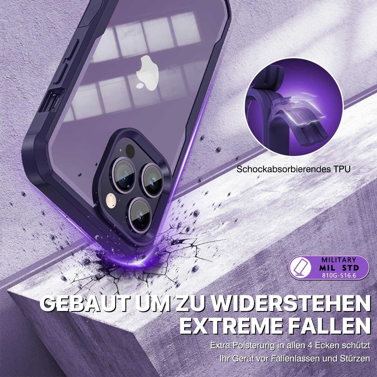 CENHUFO etui 360 iPhone 14 Pro Max 1x szkło filtr prywatyzujący fiolet