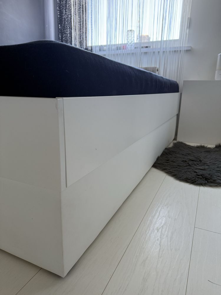 Łóżko kontynentalne 160x200 białe LED