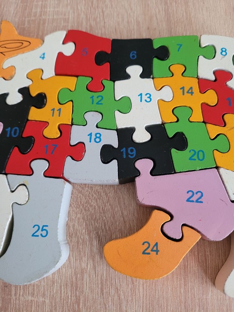 Puzzle drewniane nauka liter i liczb