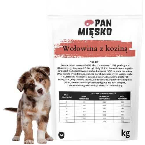 Pan Mięsko Wołowina z koziną M sucha karma dla psa 2x 1kg NA WAGĘ