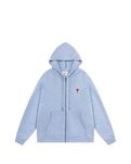 Худі AMI Paris Ami De Coeur Small Logo Zipped Hoodie Heather Blue