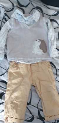Śliczny komplet dla chłopca koszula kamizelka jesień jeżyk