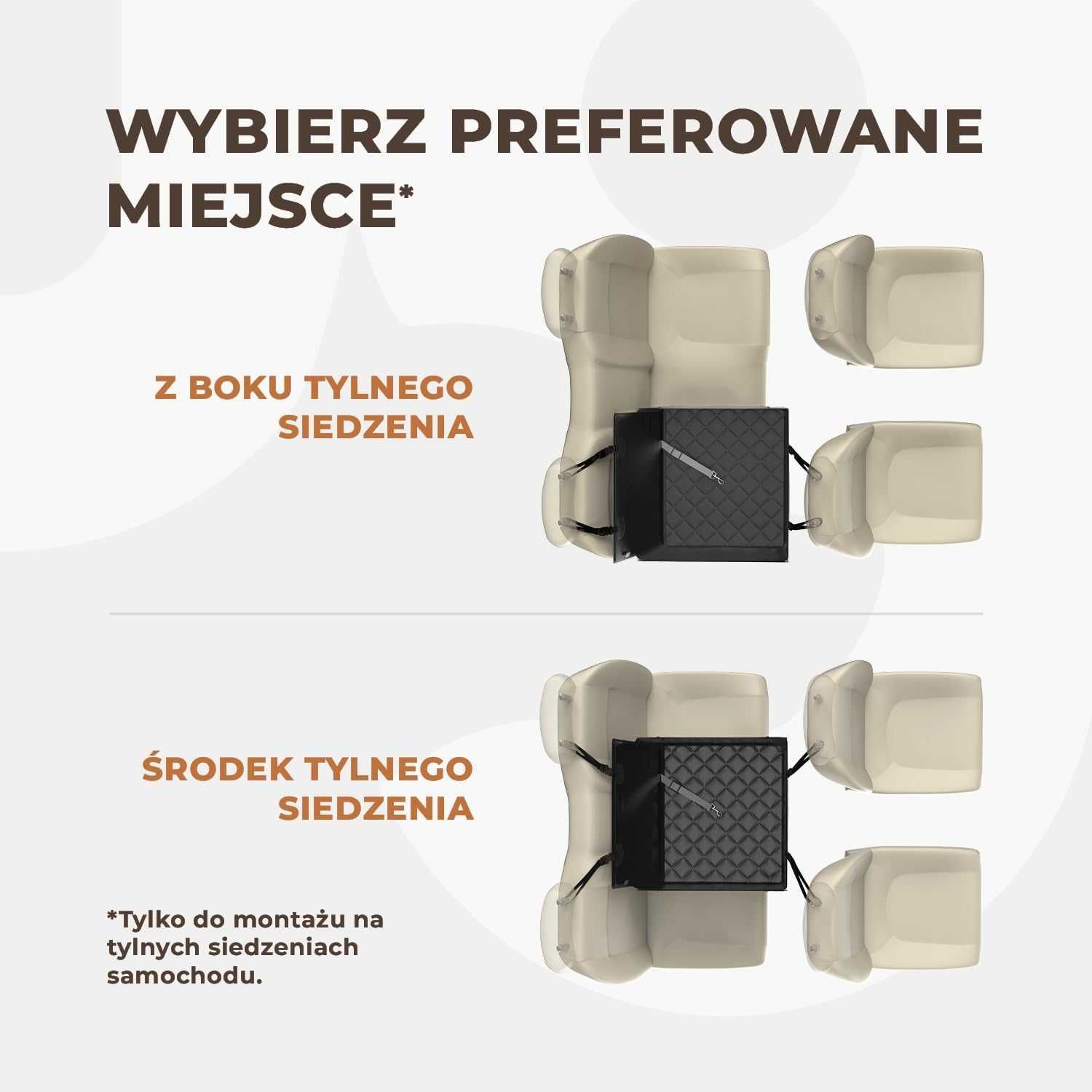 Stabilne siedzisko dla psa do auta – 58×50×50 cm, pas bezpieczeństwa