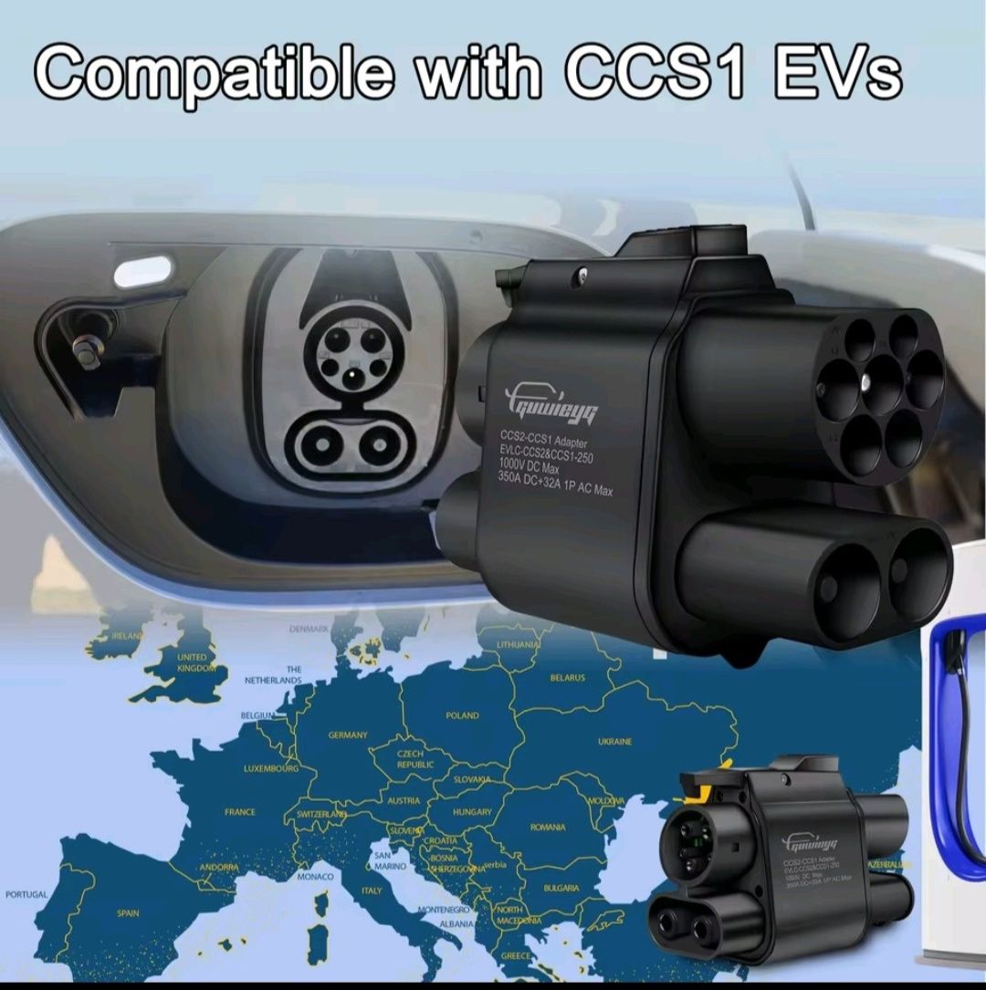 Адаптер перехідник CCS2 - Tesla Guwieyg на теслу швидкісна зарядка