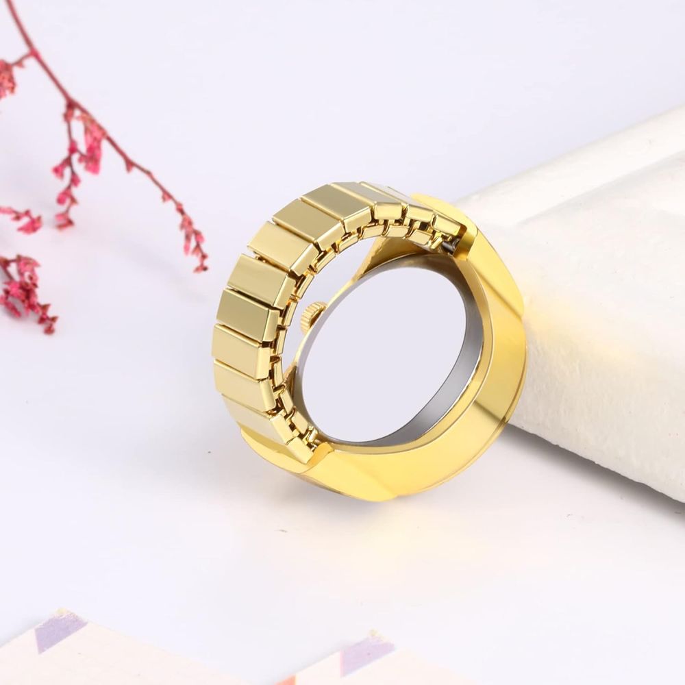 Złoty Zegarek Unisex na palec Ring Watch