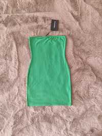 Sukienka prążkowana zielona bez ramiączek nowa rozmiar 36 S PrettyLitt