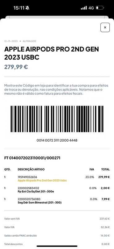 Vendo AirPods Apple originais, 2.ª geração, em perfeito estado.