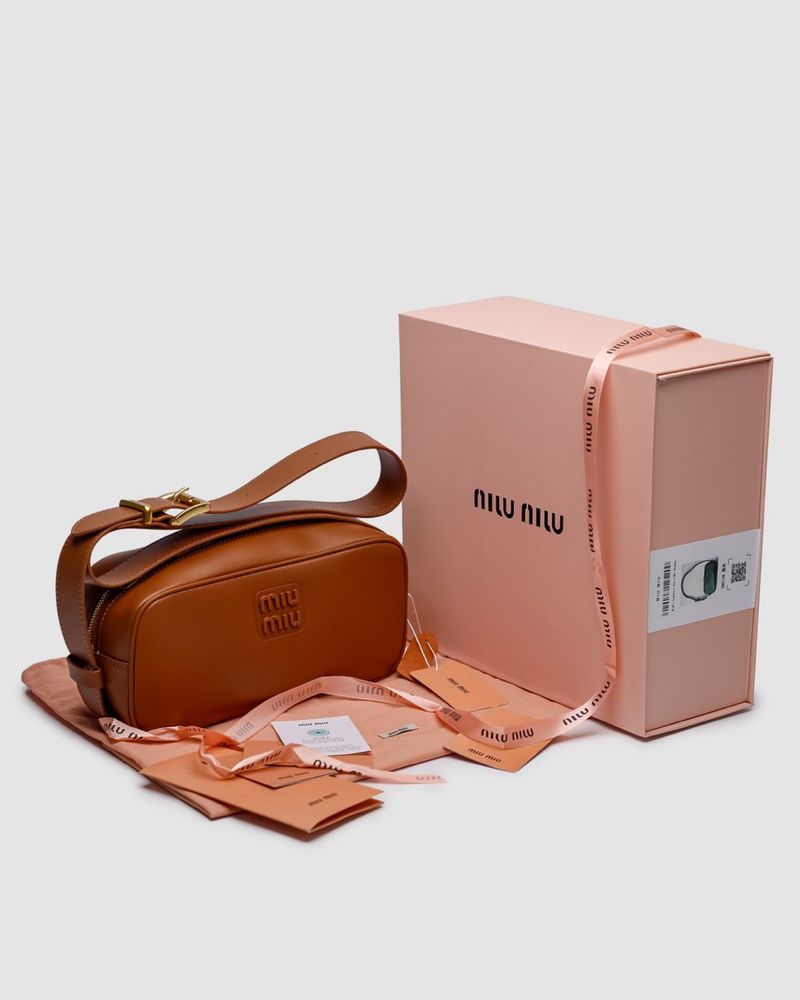 Torebka Miu Miu Nappa Leather Shoulder Bag Brown