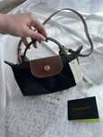 Czarna torebka do ręki na ramię Longchamp mini