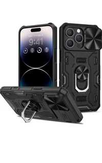 Etui Pancerne do iPhone'a 15 Pro  z podstawką i ochroną aparatu, wojsk
