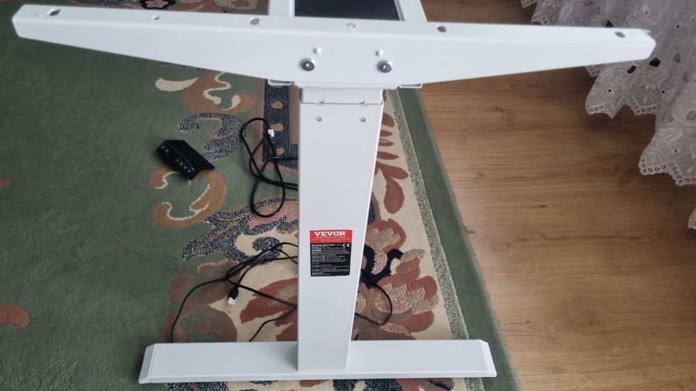 Biały Stelaż biurka elektrycznego  duże mocne 66-129cm 2 silniki 125kg