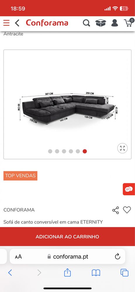 Sofa de canto atracite