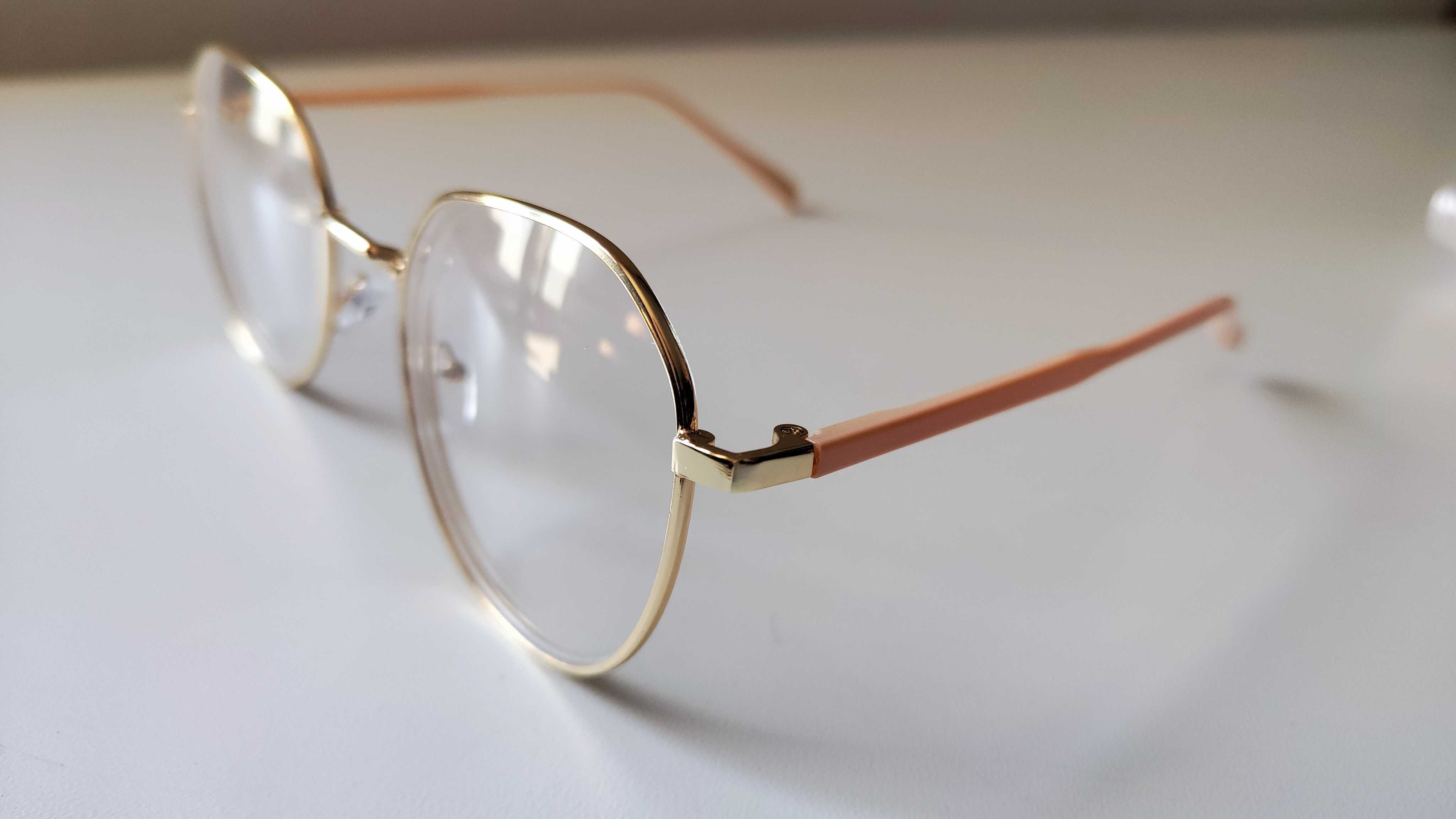 Óculos com armação dourado rosa para miopia