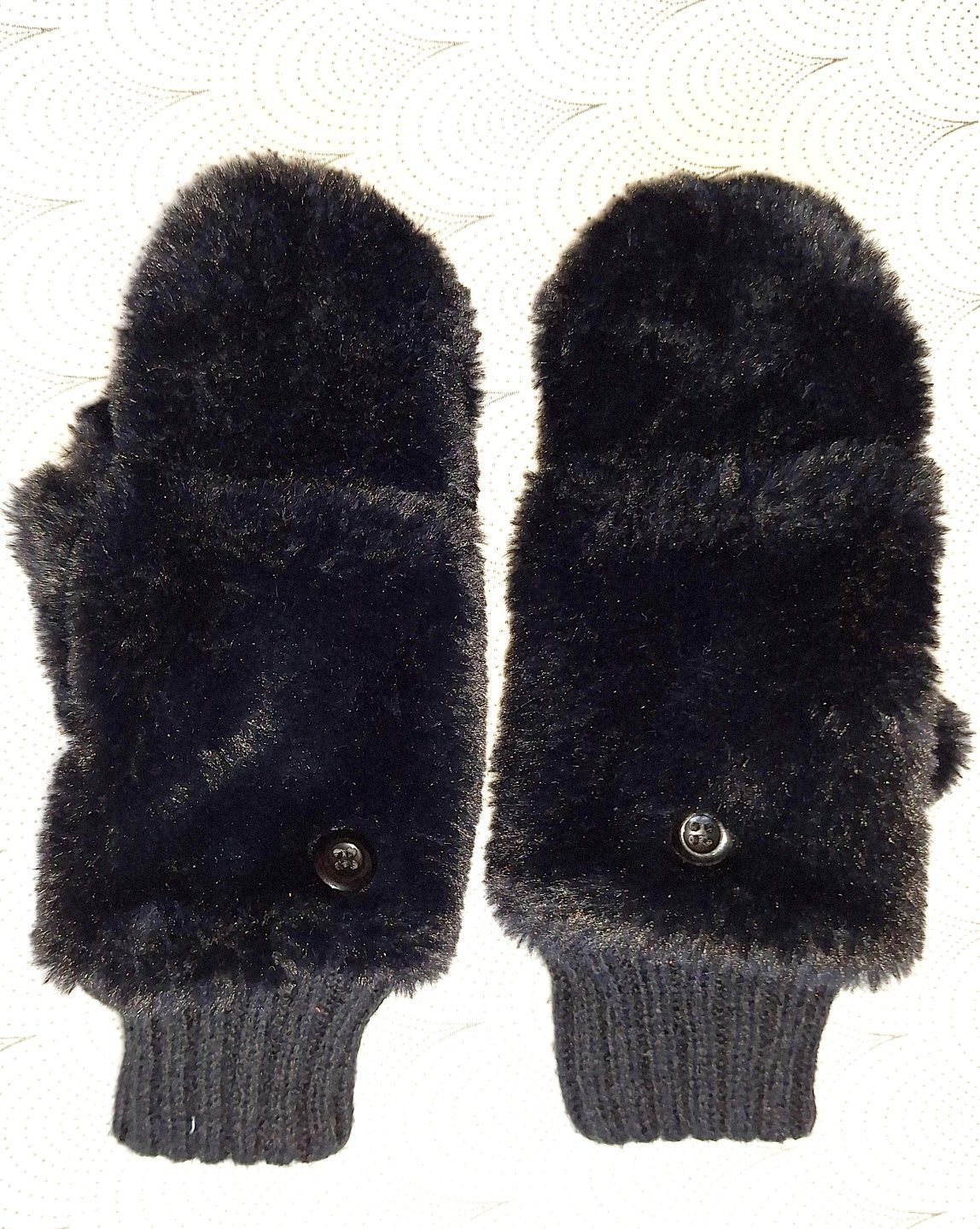 Rękawiczki 128/134 z sztucznym futerkiem na polarku odpinane palce
