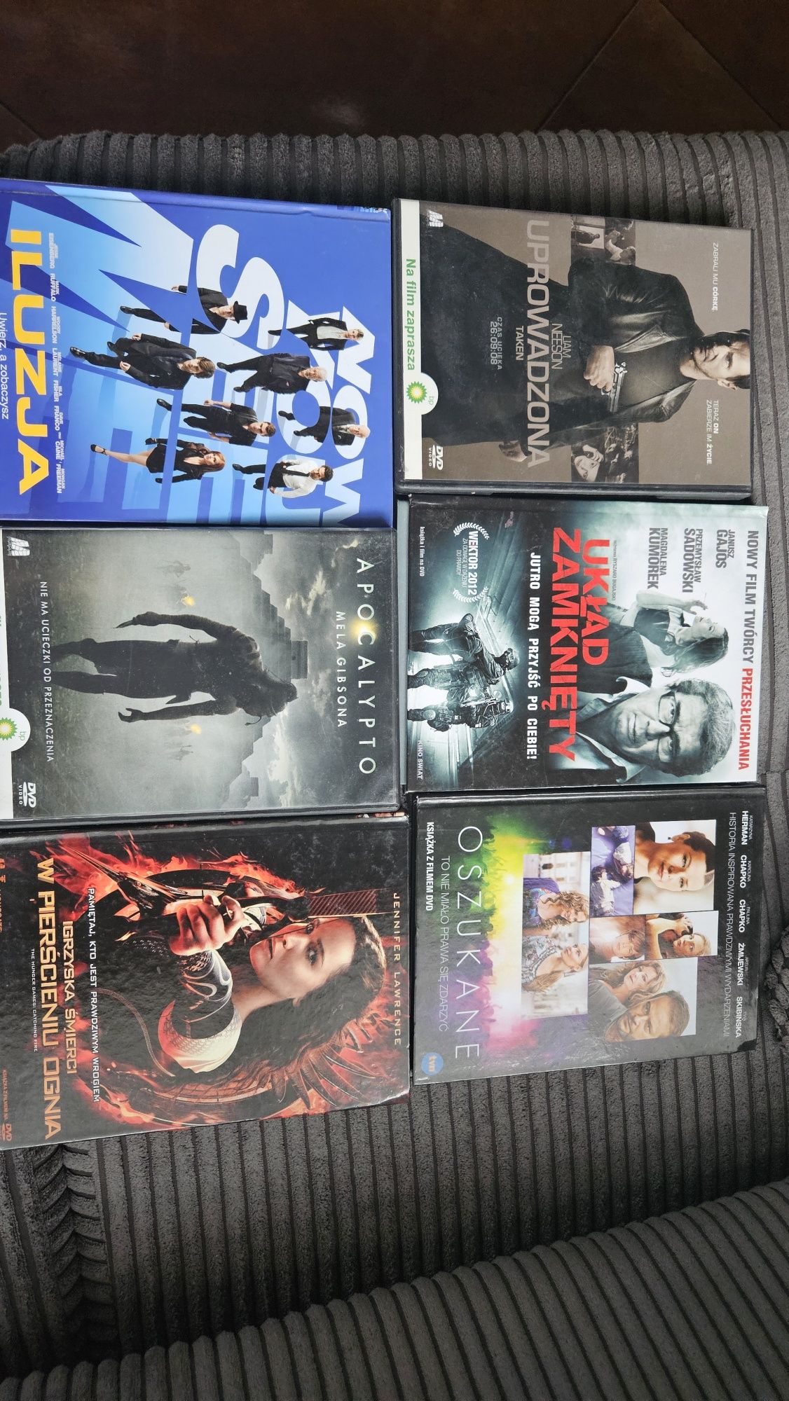 Filmy DVD Iluzja, Uprowadzona, Wyścig, Oszukane, Apocalypto, Układ z