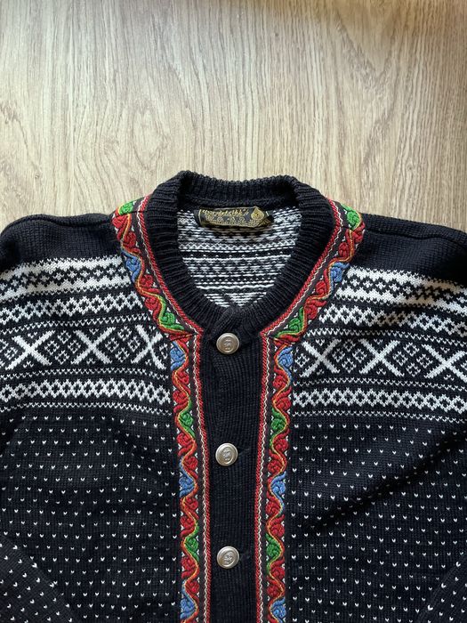 Sweter z virgin wool Nordstrikk L XL schurwolle norweski kardigan