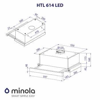 Вытяжка телескопическая Minola HTL 514 BL LED (нержавейка 50 и 60 см.)