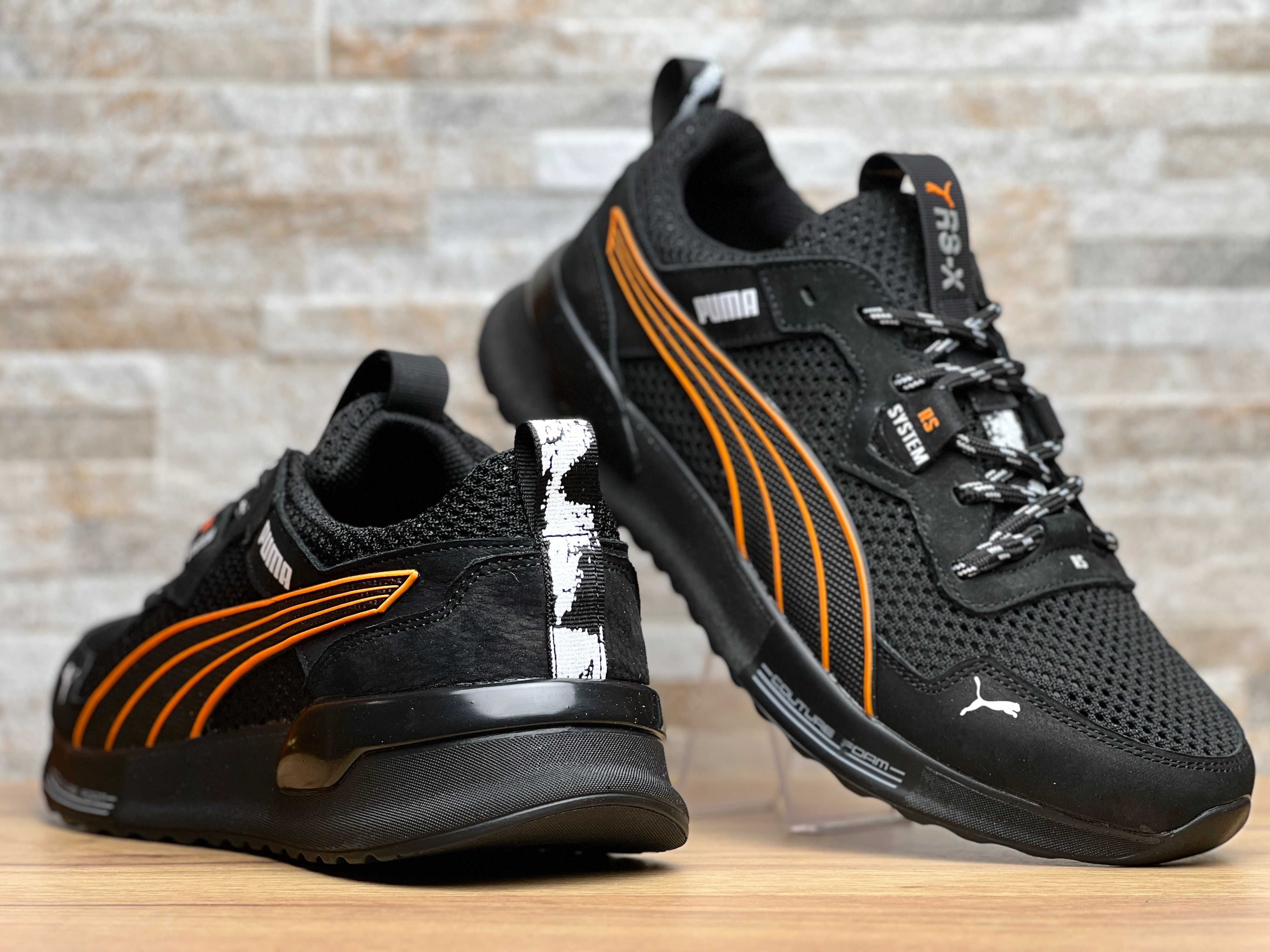 Кросівки чоловічі Puma RS-X Black/Orange шкіра-сітка