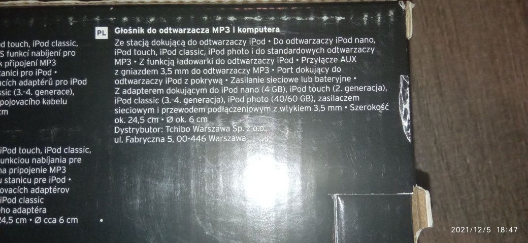 Głośnik IPod Docking Station z Tschibo NOWE