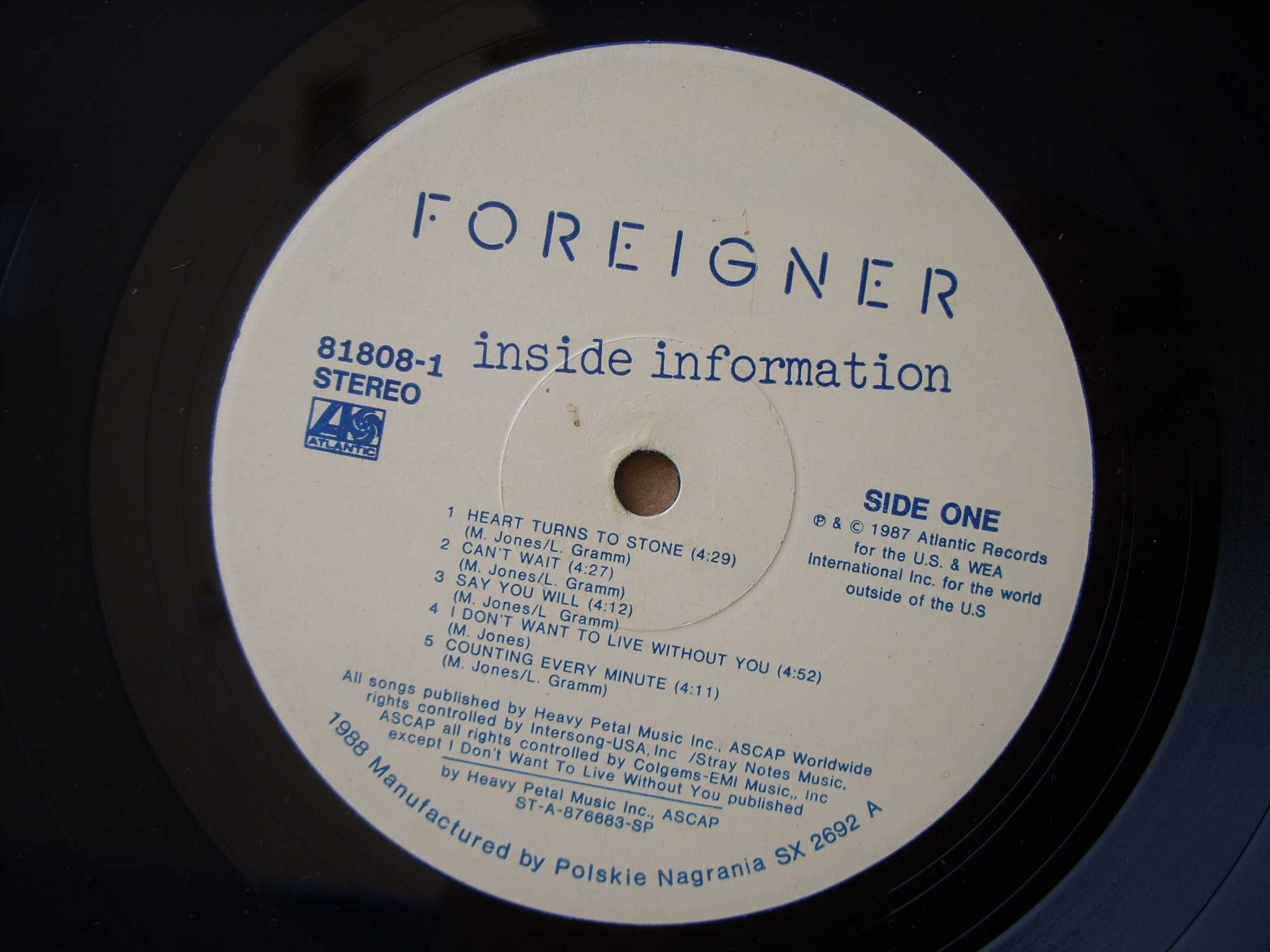 Winyl. LP ; Foreigner-- inside information ; Atlantic, 1987 rok.