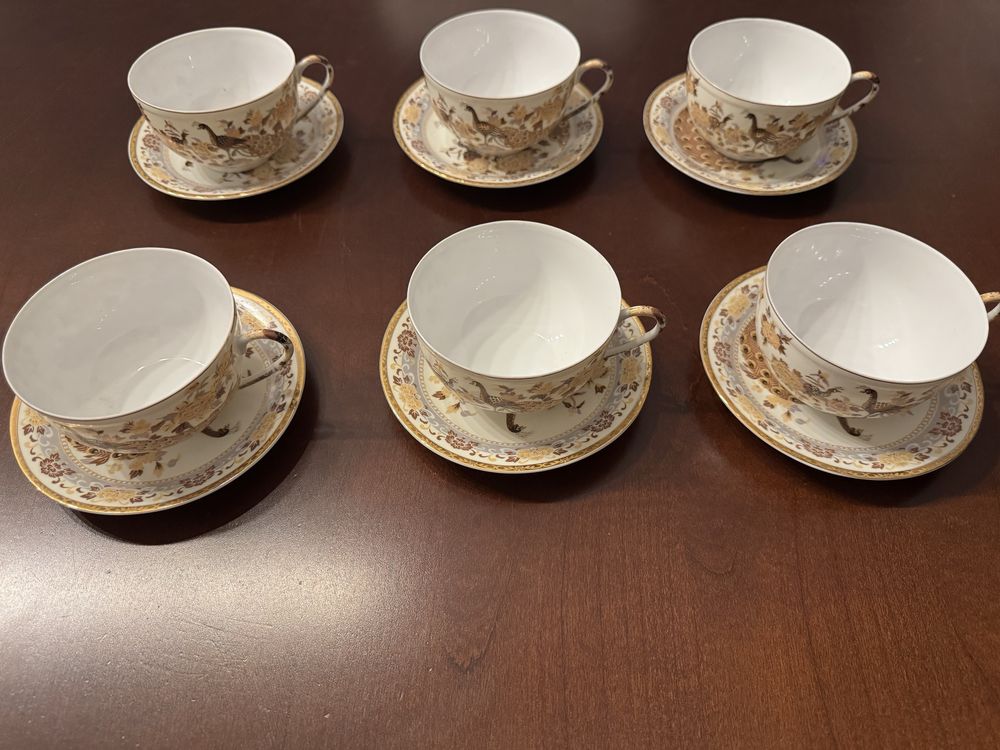 Zastawa, komplet, porcelana, zestaw kawowy, filiżanki talerzyki Veroni