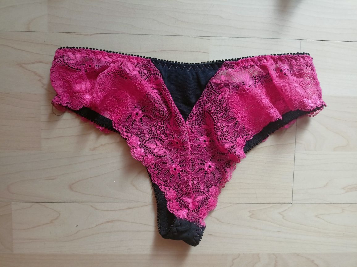 Komplet bielizny Elmar czarny + fuksja, rozmiar S