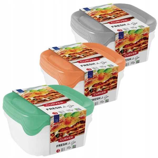 Plastikowe Pojemniki do Przechowywania Żywności Lunchbox Pojemne 3szt.