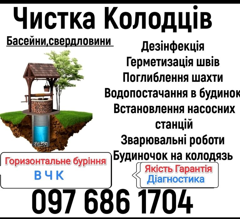 Чистка копка углубление ремонт  колодцев