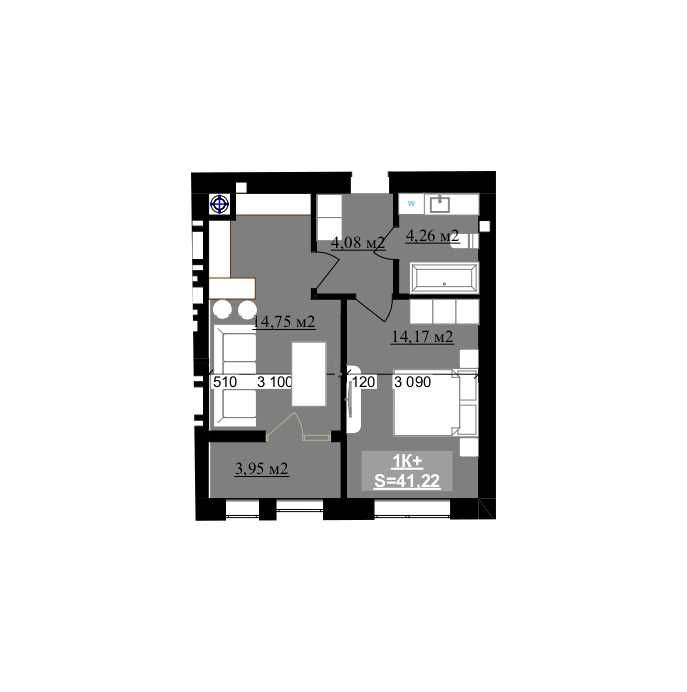 1 к Міленіум біля Озера Millennium чудова інвестиція