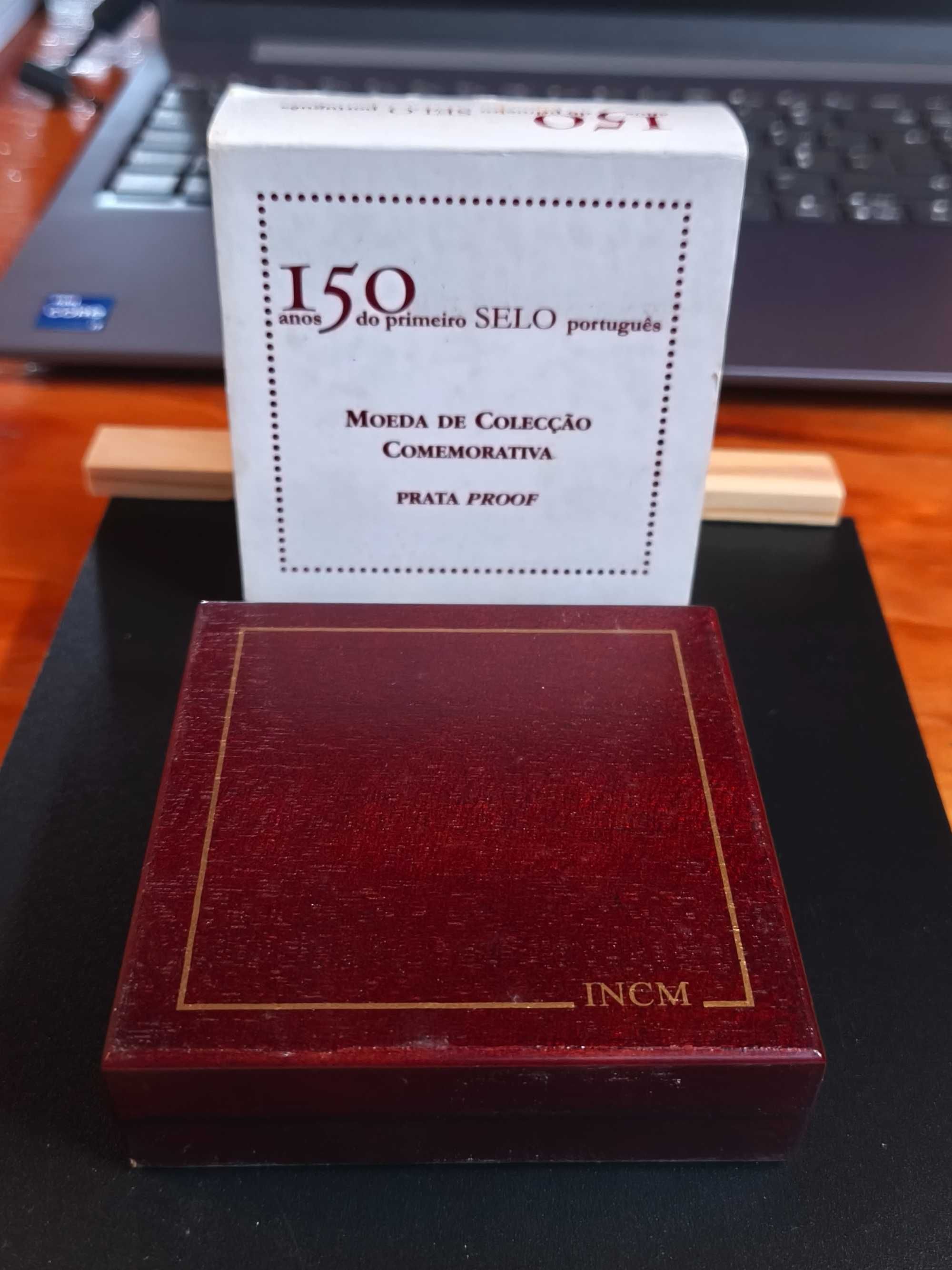 Portugal 2003 - moeda 5 € 150 anos 1º selo português (Prata Proof)