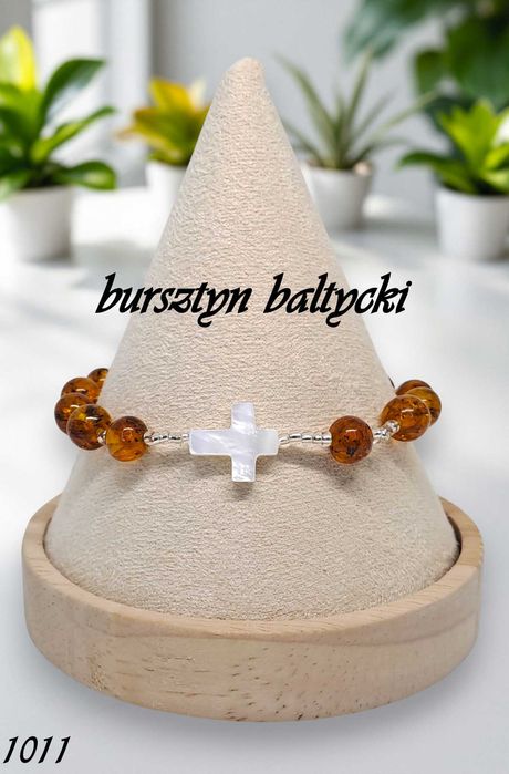 Bransoletka różaniec, dziesiątka różańca, BURSZTYN bałtycki #1011