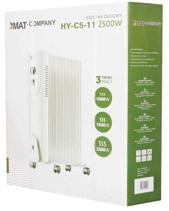 Grzejnik olejowy elektryczny 2500W Olejak 11 Żeber Ekonomiczny