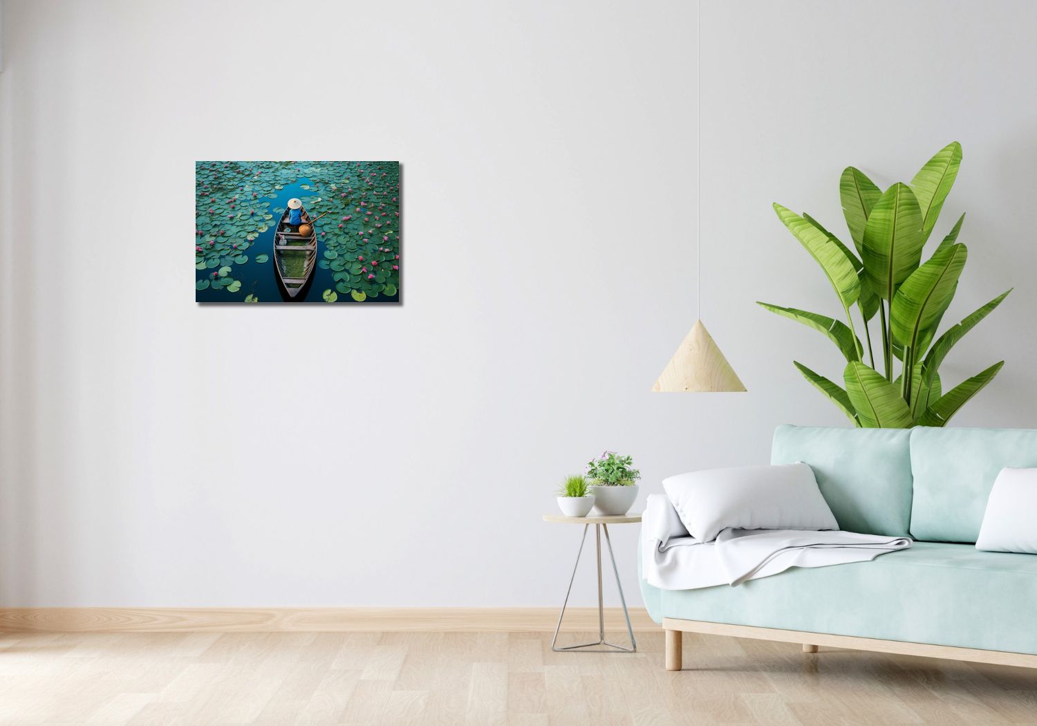 Obraz 60x40cm Łódź wśród Lilii Wodnych