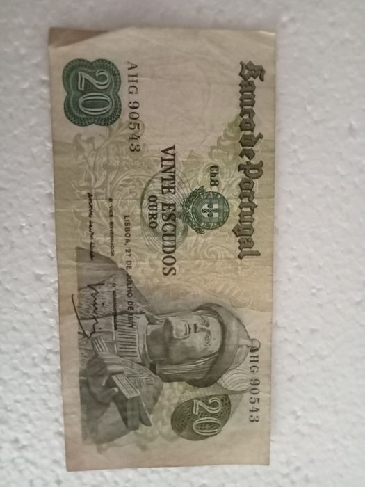 Vendo notas de vinte escudos de Garcia de Orta a  preço baixo