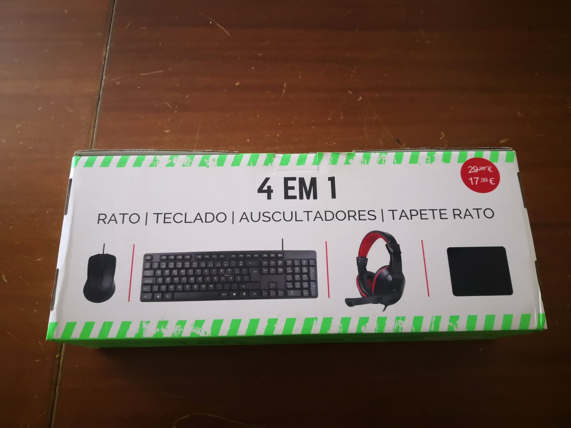 Set Teclado Rato Tapete Auscultadores Headset