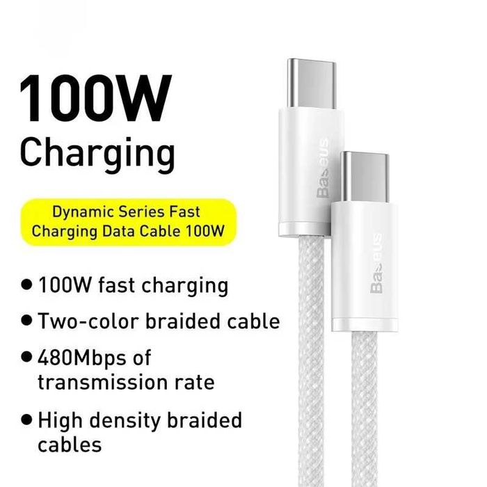 Baseus Usb-C to Usb-C Кабель Швидкої Зарядки 100W 1m Blue iPhone 15 16