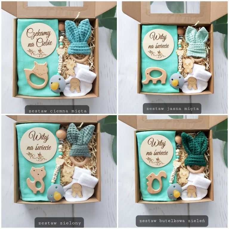 Prezent dla niemowlaka Gift Box Baby Shower wafel zawieszka