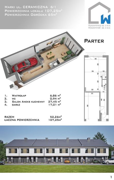 Narożny segment 107,25m2 z garażem